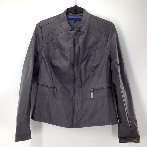 Apt. 9 | Jackets u0026 Coats | Apt 9 Grey Faux Leather Moto Jacket W Zipper  Pockets New With Out Tag Xl | Poshmark